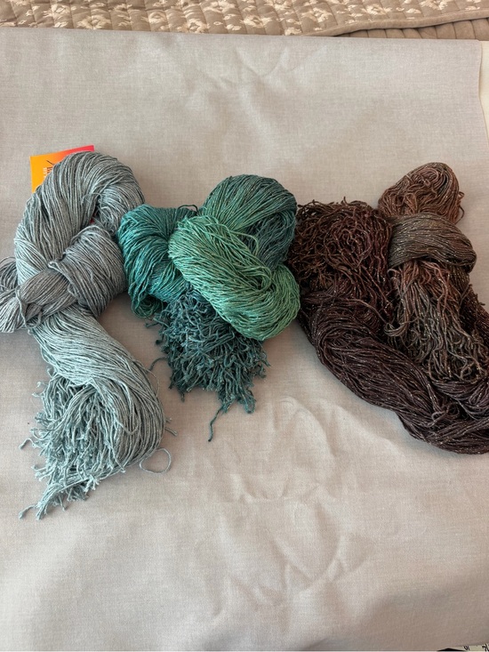 Other - Hand-Dyed Yarn Bundle in Teal, Seafoam, and Chocolate - blue heron strand bundle